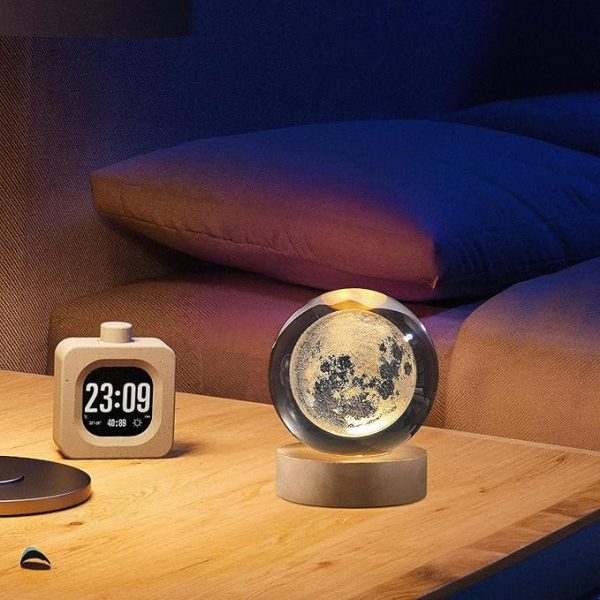 3d Galaxy Space Crystal Ball Night Light With Stand (warm Light)