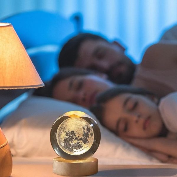 3d Galaxy Space Crystal Ball Night Light With Stand (warm Light)