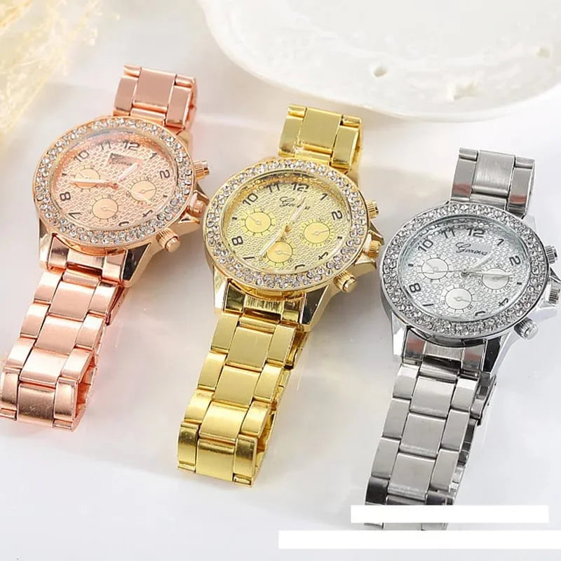 Fashionable 3 Chrono Stain Less Steel Analog Style Quartz Watch