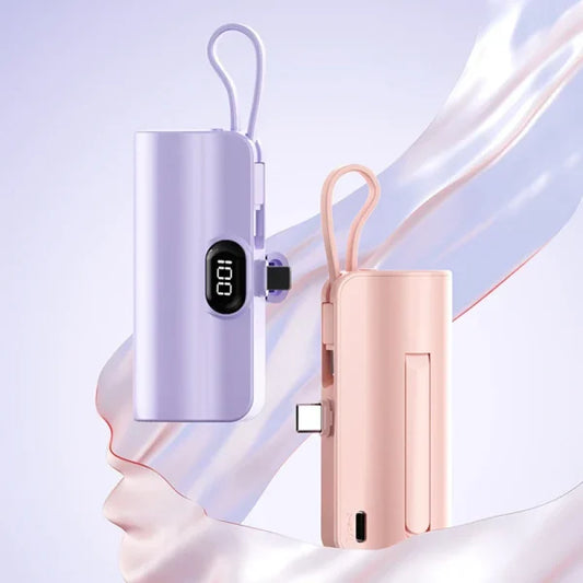 2 In 1 Portable Power Bank Two-way Fast External Battery Charger With Mobile Phone Holder 5000 Mah