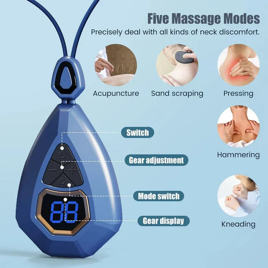 Smart Neck Massager Ems Pulse Heating Pendant Cervical Spine Massage Deep Tissue Neck Pain Relief
