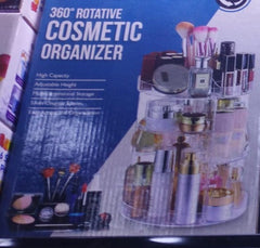 360° Rotating Crystal Makeup Organizer | Adjustable Cosmetic Display Stand Box