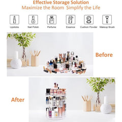 360° Rotating Crystal Makeup Organizer | Adjustable Cosmetic Display Stand Box