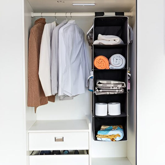 5 Shelf Clothes Hanging Organizers Wardrobe Section Storage Closet Organizer