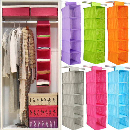 5 Shelf Clothes Hanging Organizers Wardrobe Section Storage Closet Organizer