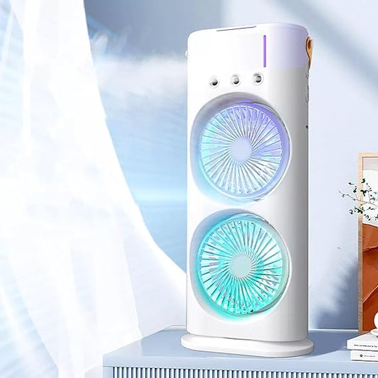 Mini Double Head Mist Fan with LED Light & Humidifier
