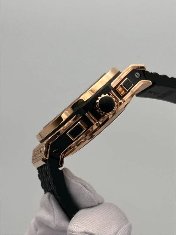 HB MENS LUXURY DIAMOND CUT STONE WATCH