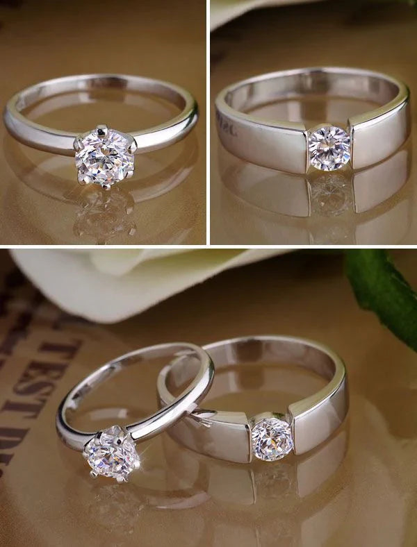 CZ Stone Classic Couple Rings For Men & Women