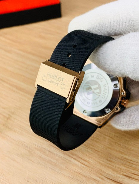 HB MENS LUXURY DIAMOND CUT STONE WATCH