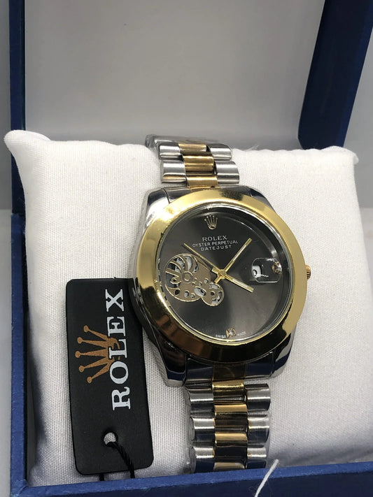 Rolex Date Just Stainless Steel Chain Watch (Half Skeleton)