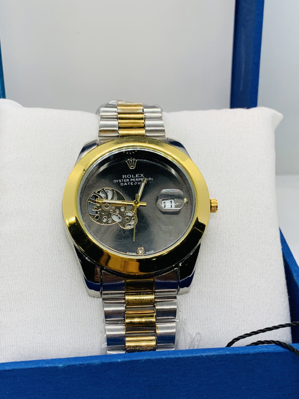 Rolex Date Just Stainless Steel Chain Watch (Half Skeleton)