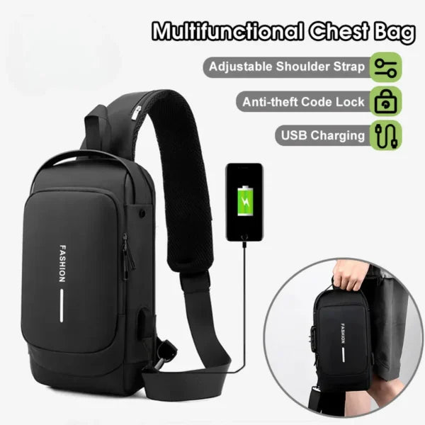 Multifunction Anti-theft USB Charging Crossbody Shoulder Bag Sling Chest Bag Pack