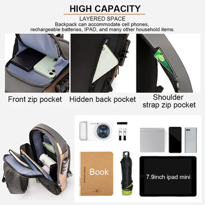 Multifunction Anti-theft USB Charging Crossbody Shoulder Bag Sling Chest Bag Pack