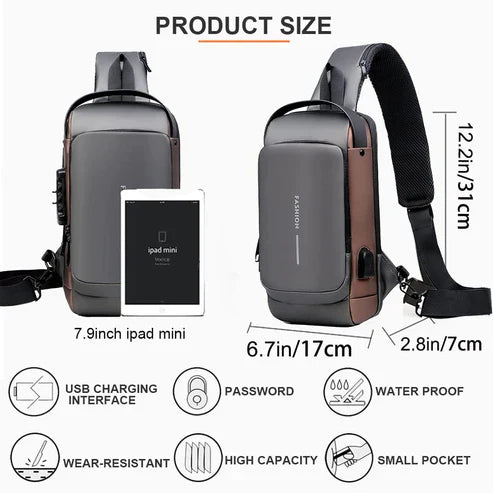 Multifunction Anti-theft USB Charging Crossbody Shoulder Bag Sling Chest Bag Pack