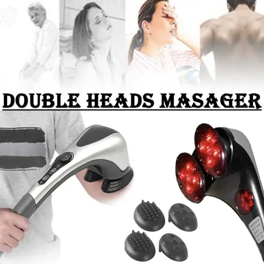 Double Head Full Body Massager Machine Variable Speed Far Infrared | Electric Facial Deep Tissue Fitness Massage Stick