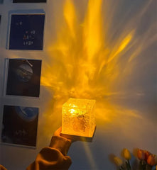 Dynamic Rotating Water Ripple Night Light 3 Colors Flame Crystal Lamp For Living Room Study Bedroom