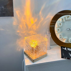 Dynamic Rotating Water Ripple Night Light 3 Colors Flame Crystal Lamp For Living Room Study Bedroom