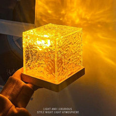 Dynamic Rotating Water Ripple Night Light 3 Colors Flame Crystal Lamp For Living Room Study Bedroom
