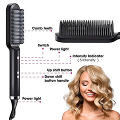 Hqt-909b Electric Professional Hair Straightening Brush