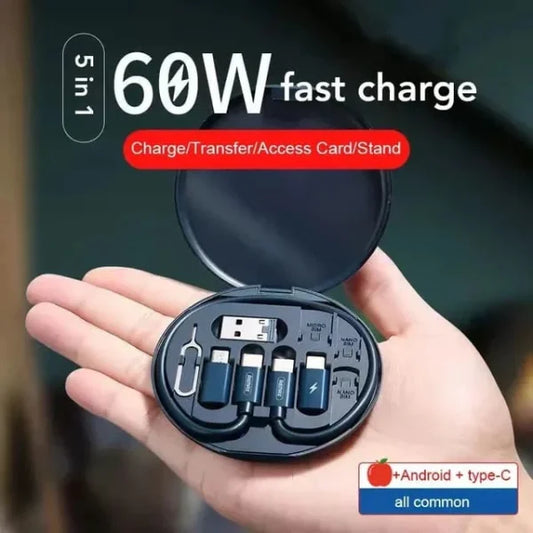 Multifunctional Data Cable Set 60w Fast Charging Cable For Android & iPhone