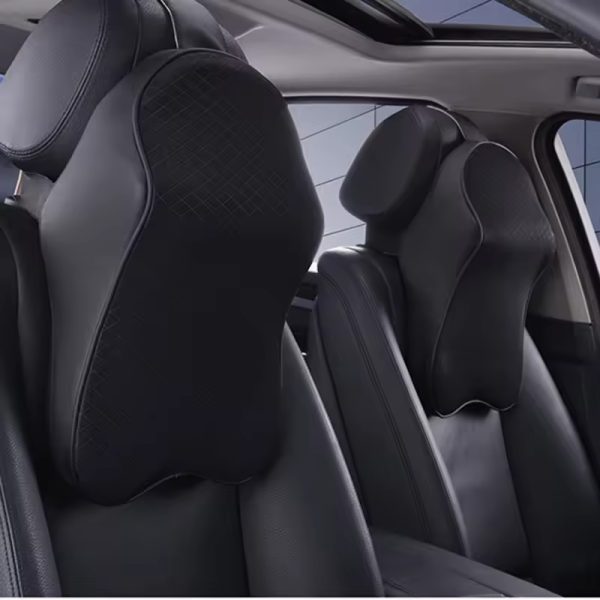 Pu Leather Car Neck Pillow Memory Foam Headrest Car Seat Neck Pillow Waist Back Rest Cushion