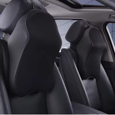 Pu Leather Car Neck Pillow Memory Foam Headrest Car Seat Neck Pillow Waist Back Rest Cushion