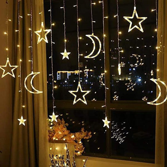 Decoration Lights,star & Moon Curtain Lights( 10ft Curtain Light )