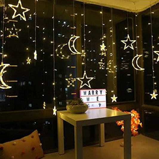 Decoration Lights,star & Moon Curtain Lights( 10ft Curtain Light )