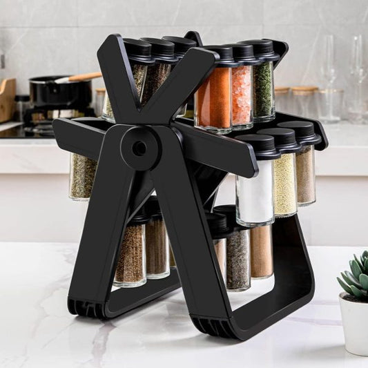 Rotating Spice Rack With 18pcs Jar Kitchen Shelf