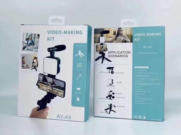 Mobile Vlogging Kit Video Making kit, with tripod stand, Microphone, Led Light, Mobile Holder ALL IN ONE VLOGGING Kit Tripod Shoot Video Making Vlogging Kit Tripod with Remote